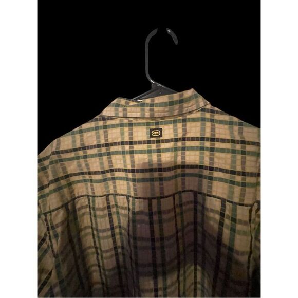 Ecko Unltd Mens Yellow & Blue Short Sleeve Plaid Button-Up Shirt Size XL - Picture 5 of 15